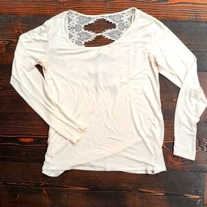 BKEred White Long Sleeve with Lace Detail Back